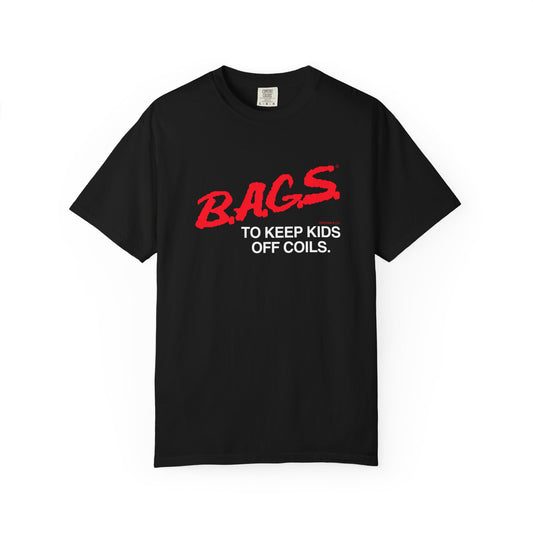 B.A.G.S. T-Shirt, Red & White Text