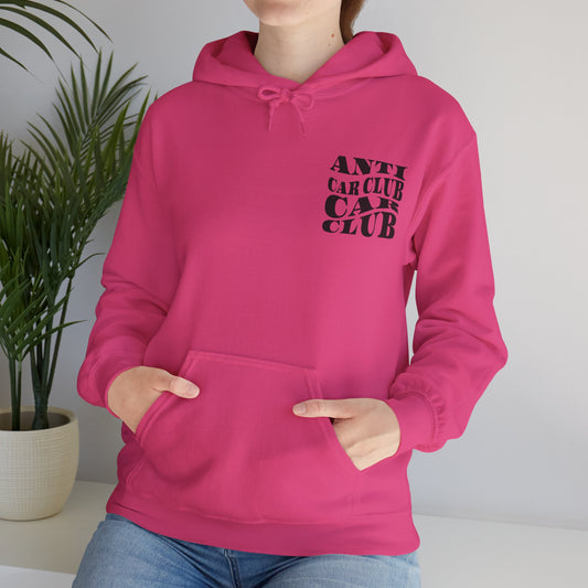 Anti Car Club Hooded Sweatshirt, Black Text