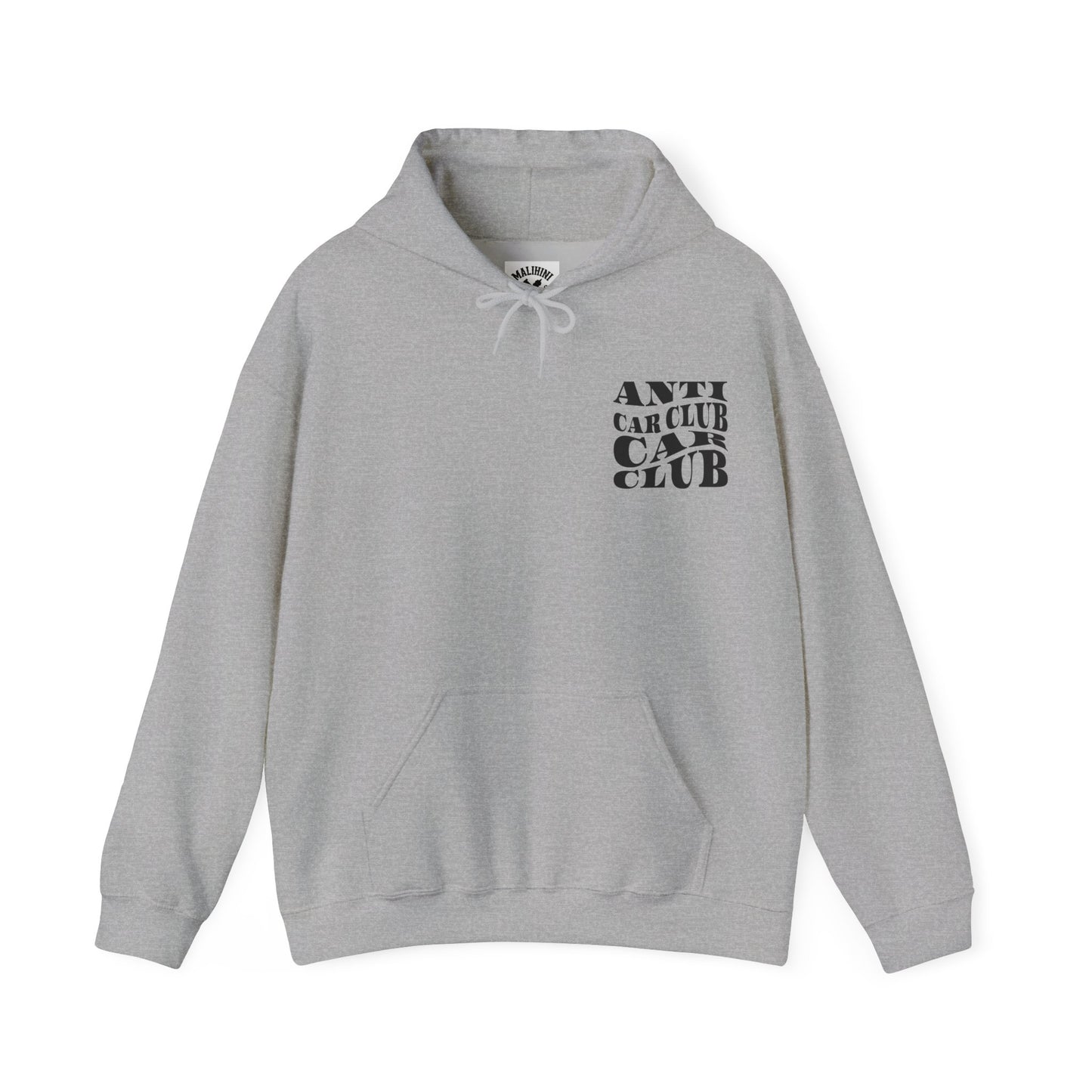 Anti Car Club Hooded Sweatshirt, Black Text