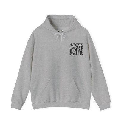 Anti Car Club Hooded Sweatshirt, Black Text