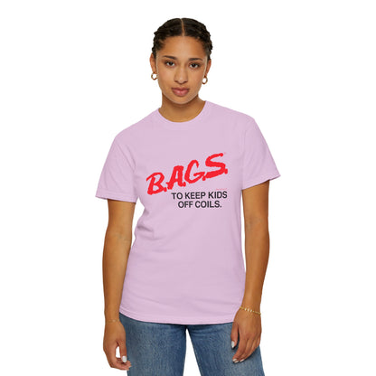 B.A.G.S. T Shirt Red & Black Text