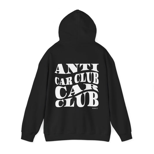 Anti Car Club Hooded Sweatshirt, White Text