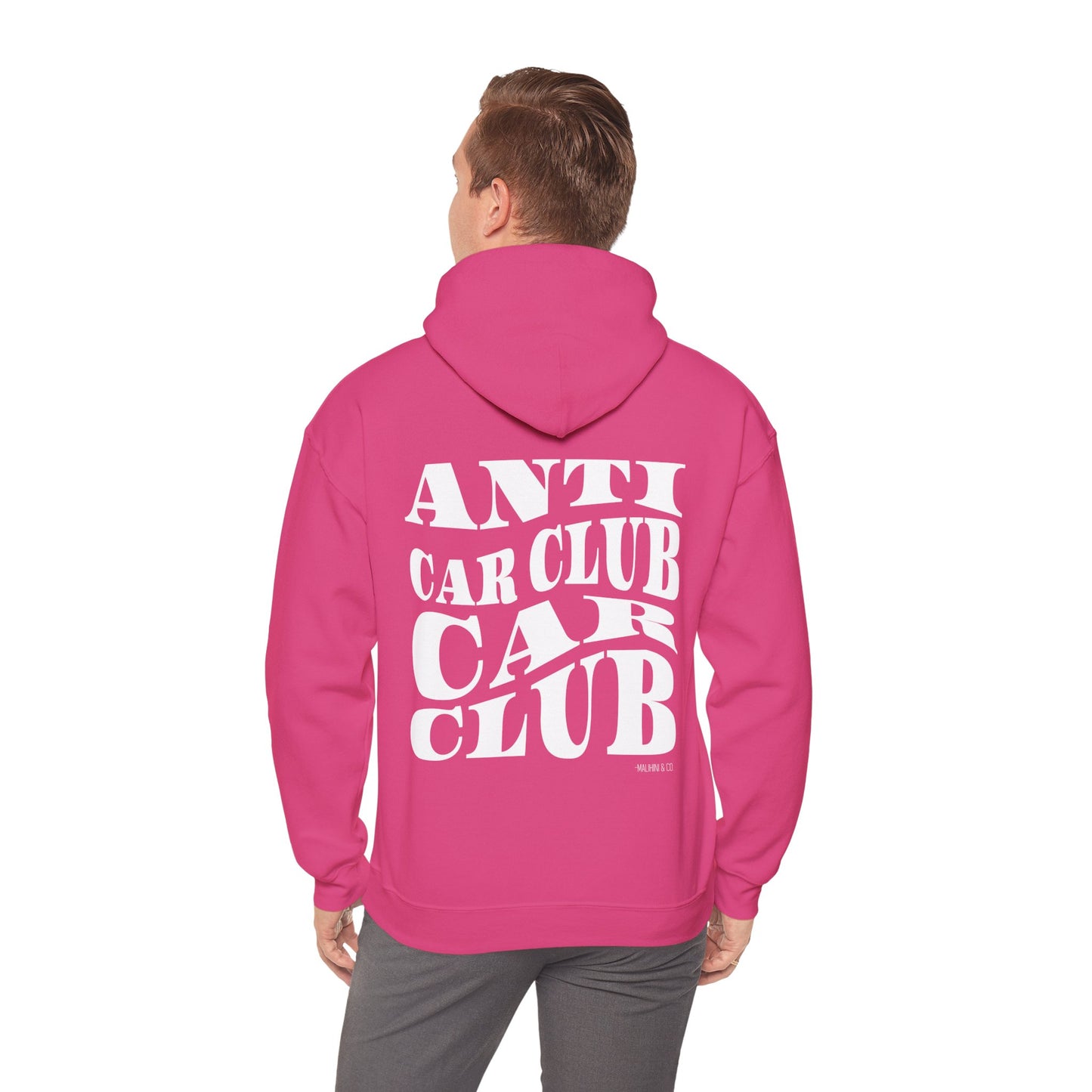 Anti Car Club Hooded Sweatshirt, White Text