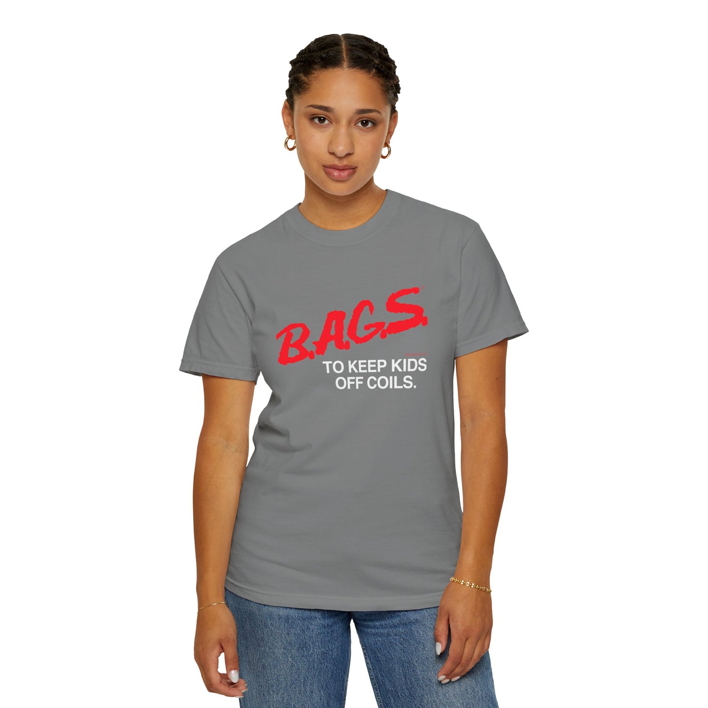 B.A.G.S. T-Shirt, Red & White Text