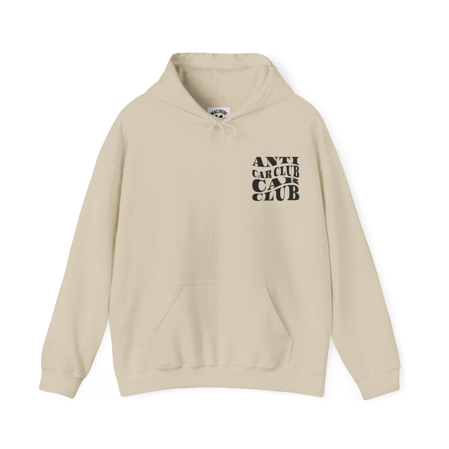 Anti Car Club Hooded Sweatshirt, Black Text