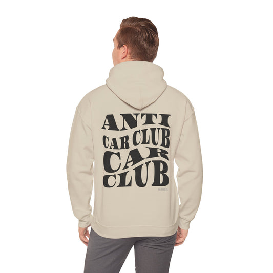 Anti Car Club Hooded Sweatshirt, Black Text