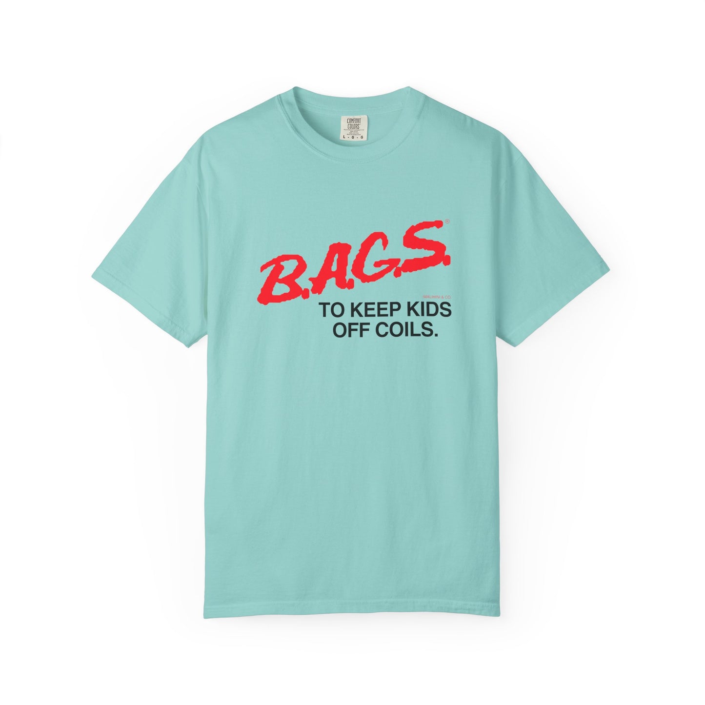 B.A.G.S. T Shirt Red & Black Text
