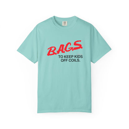 B.A.G.S. T Shirt Red & Black Text