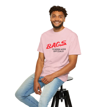 B.A.G.S. T Shirt Red & Black Text