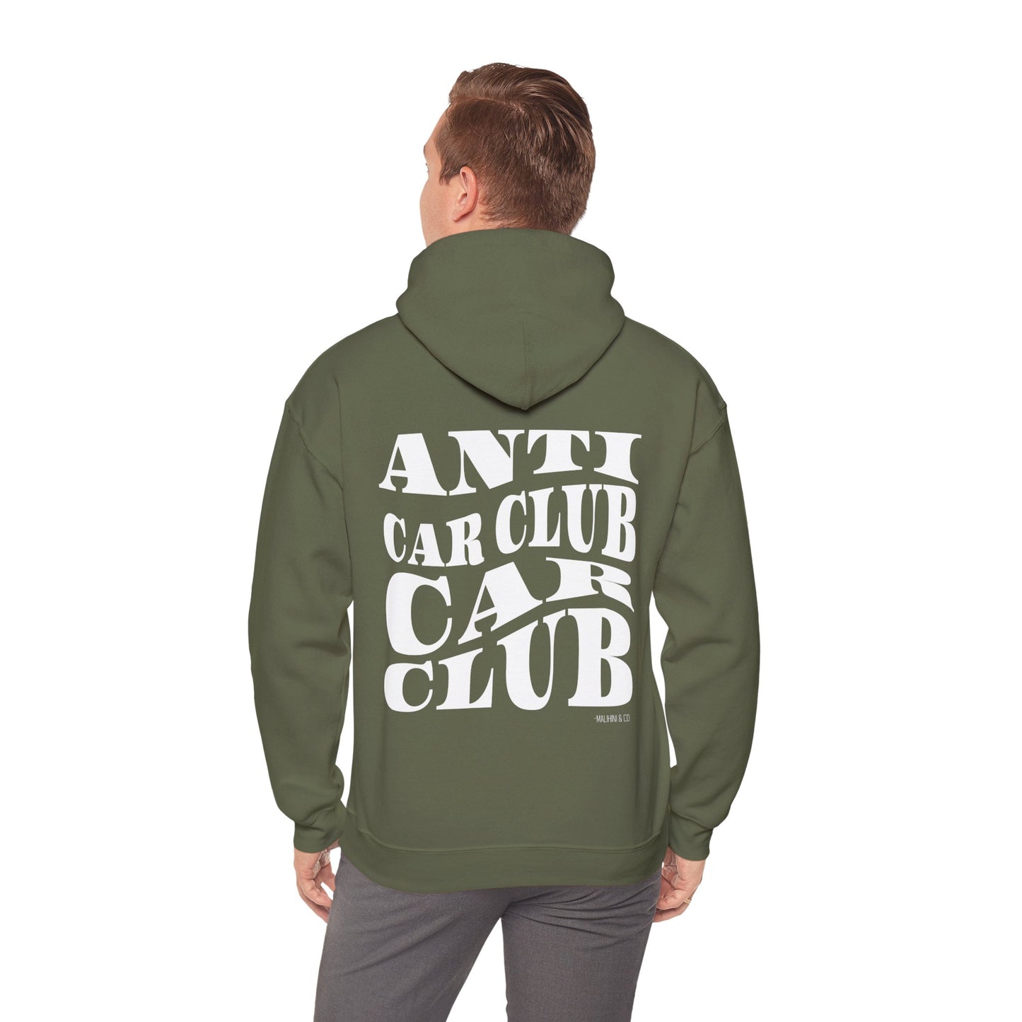 Anti Car Club Hooded Sweatshirt, White Text
