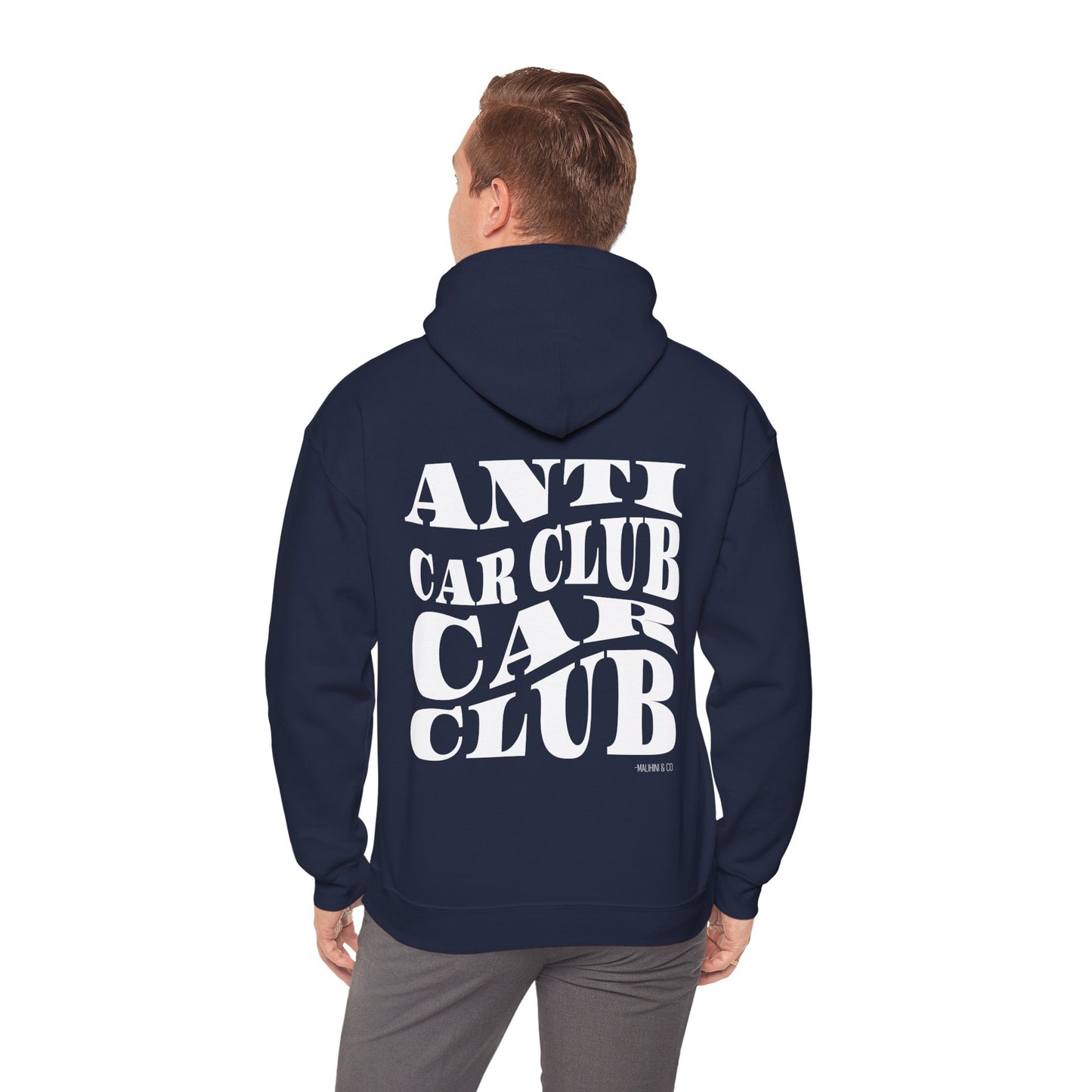 Anti Car Club Hooded Sweatshirt, White Text