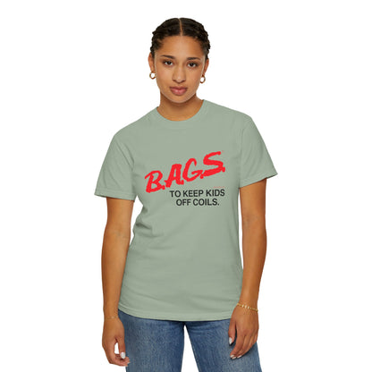 B.A.G.S. T Shirt Red & Black Text