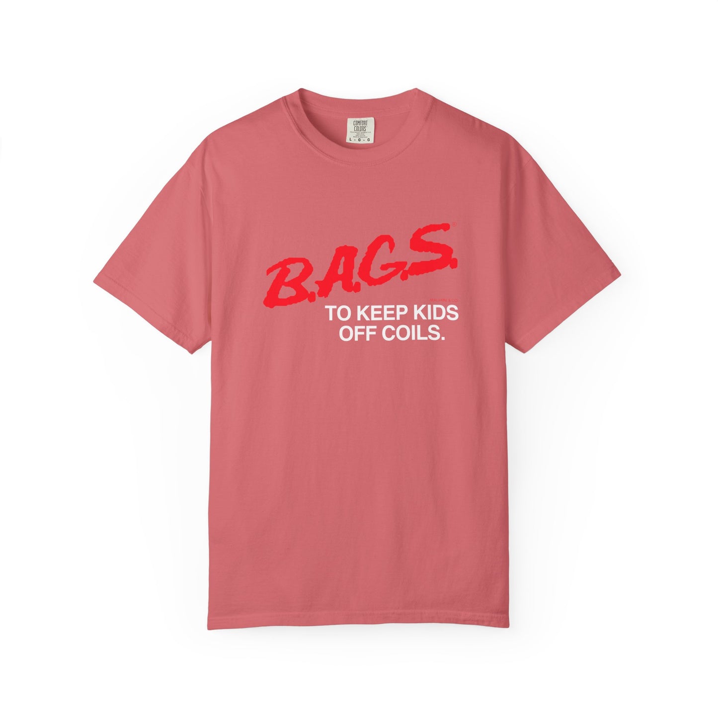 B.A.G.S. T-Shirt, Red & White Text