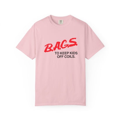 B.A.G.S. T Shirt Red & Black Text