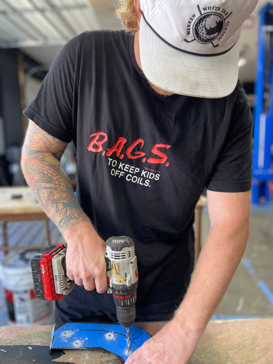 B.A.G.S. T-Shirt, Red & White Text