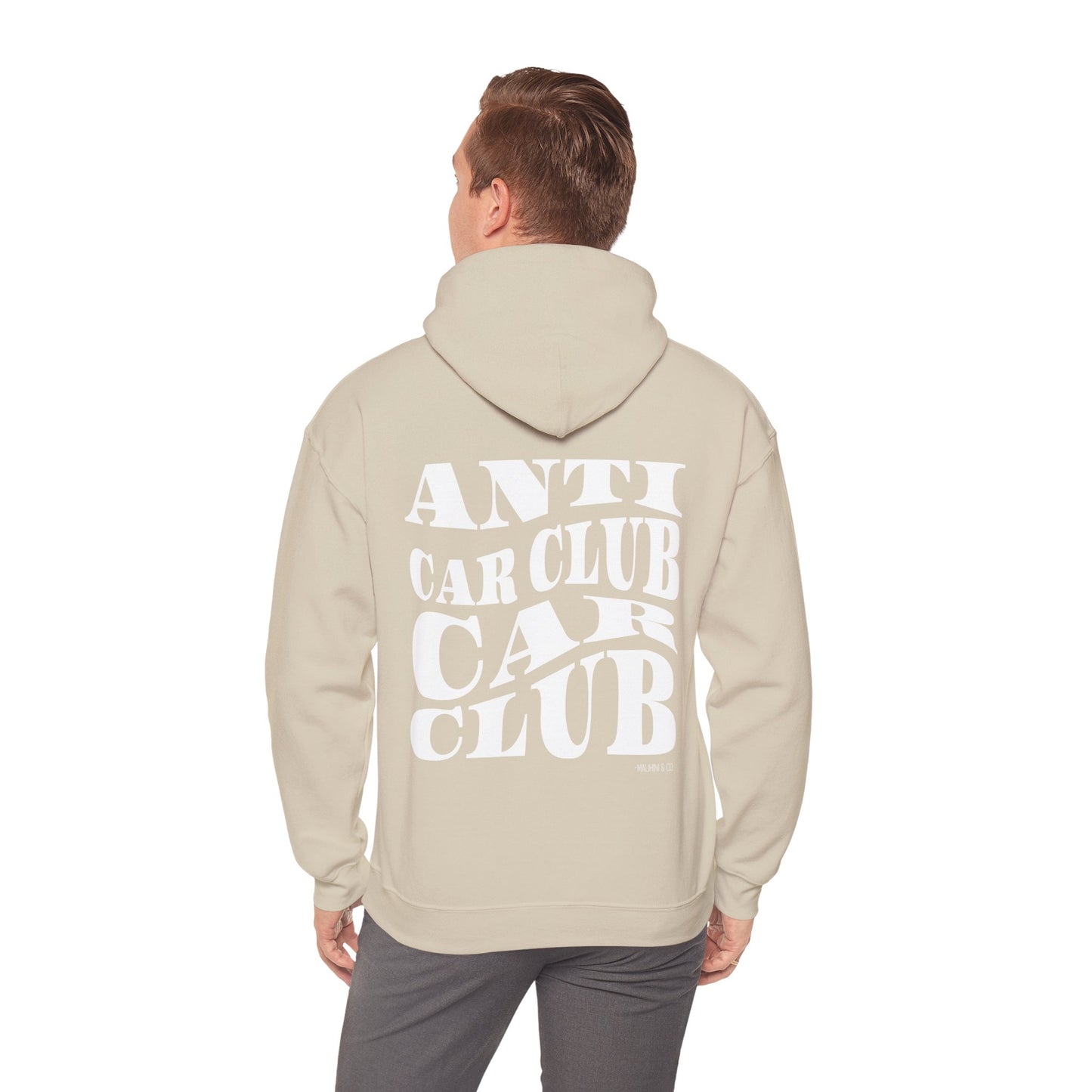 Anti Car Club Hooded Sweatshirt, White Text