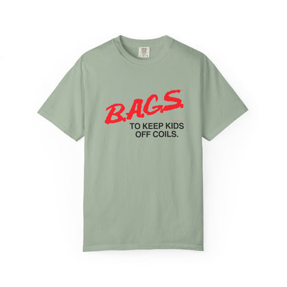 B.A.G.S. T Shirt Red & Black Text