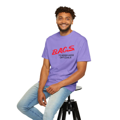 B.A.G.S. T Shirt Red & Black Text
