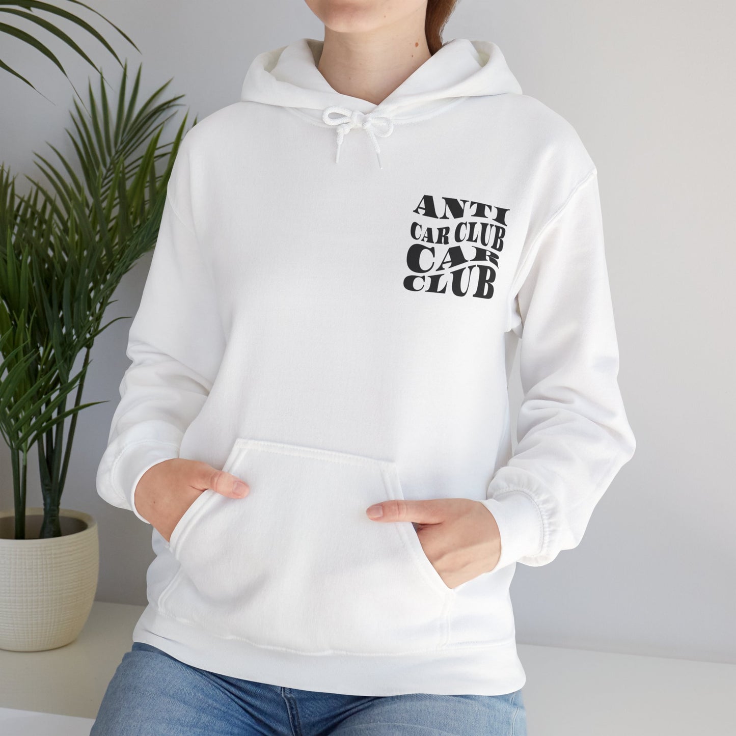 Anti Car Club Hooded Sweatshirt, Black Text