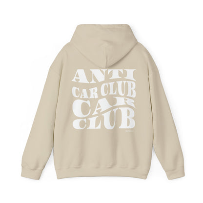 Anti Car Club Hooded Sweatshirt, White Text