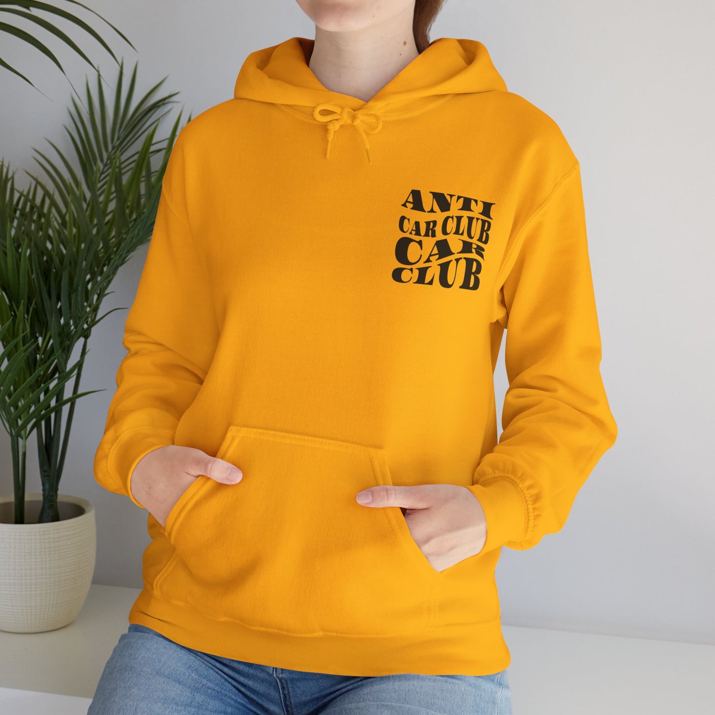 Anti Car Club Hooded Sweatshirt, Black Text