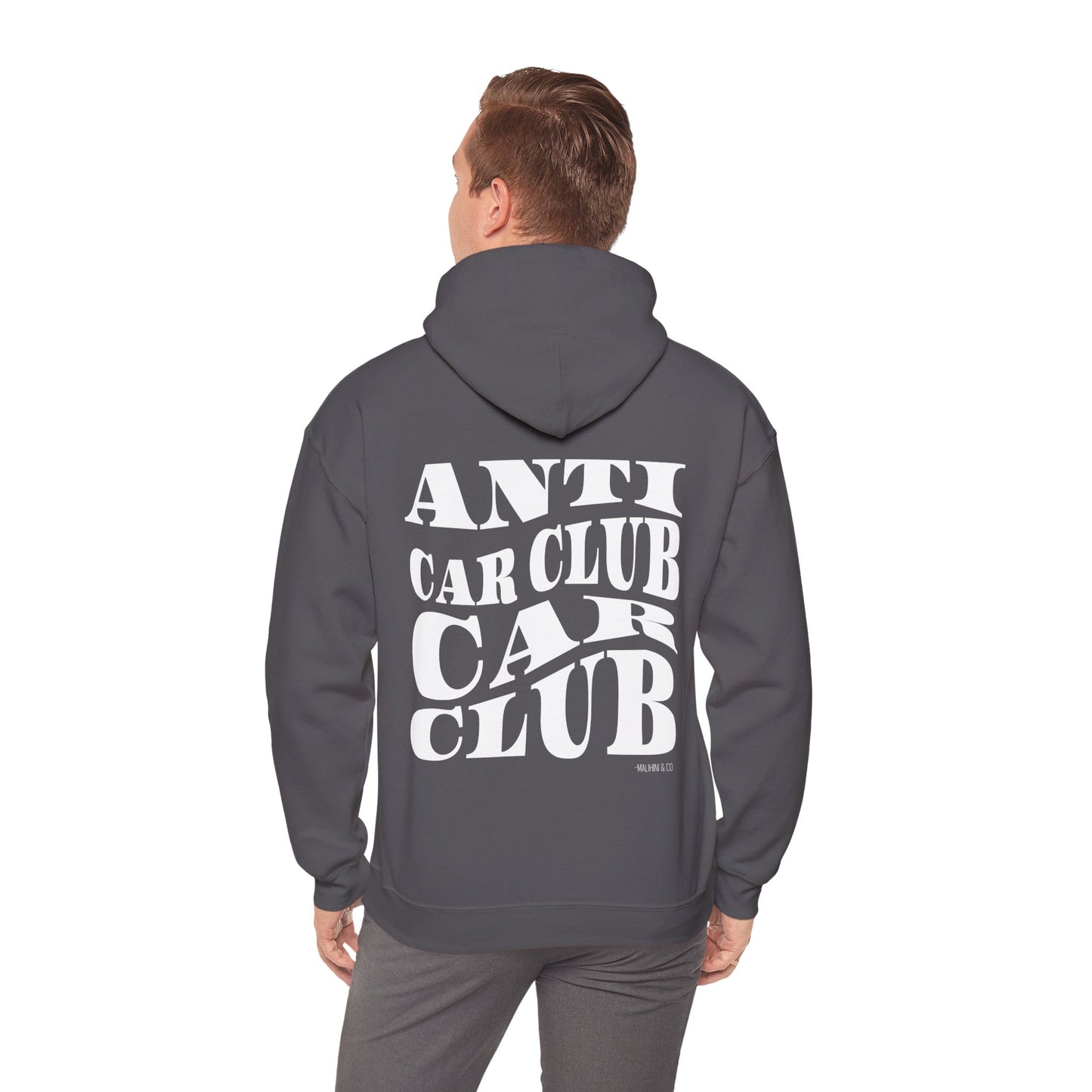 Anti Car Club Hooded Sweatshirt, White Text