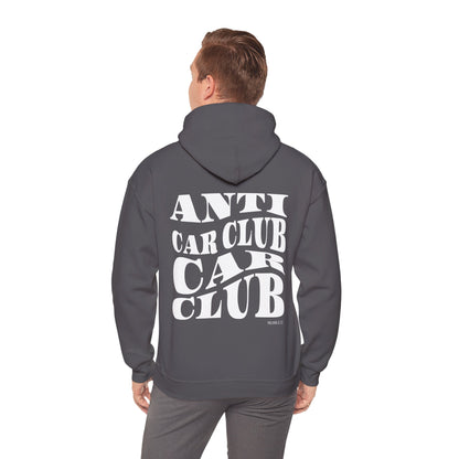 Anti Car Club Hooded Sweatshirt, White Text