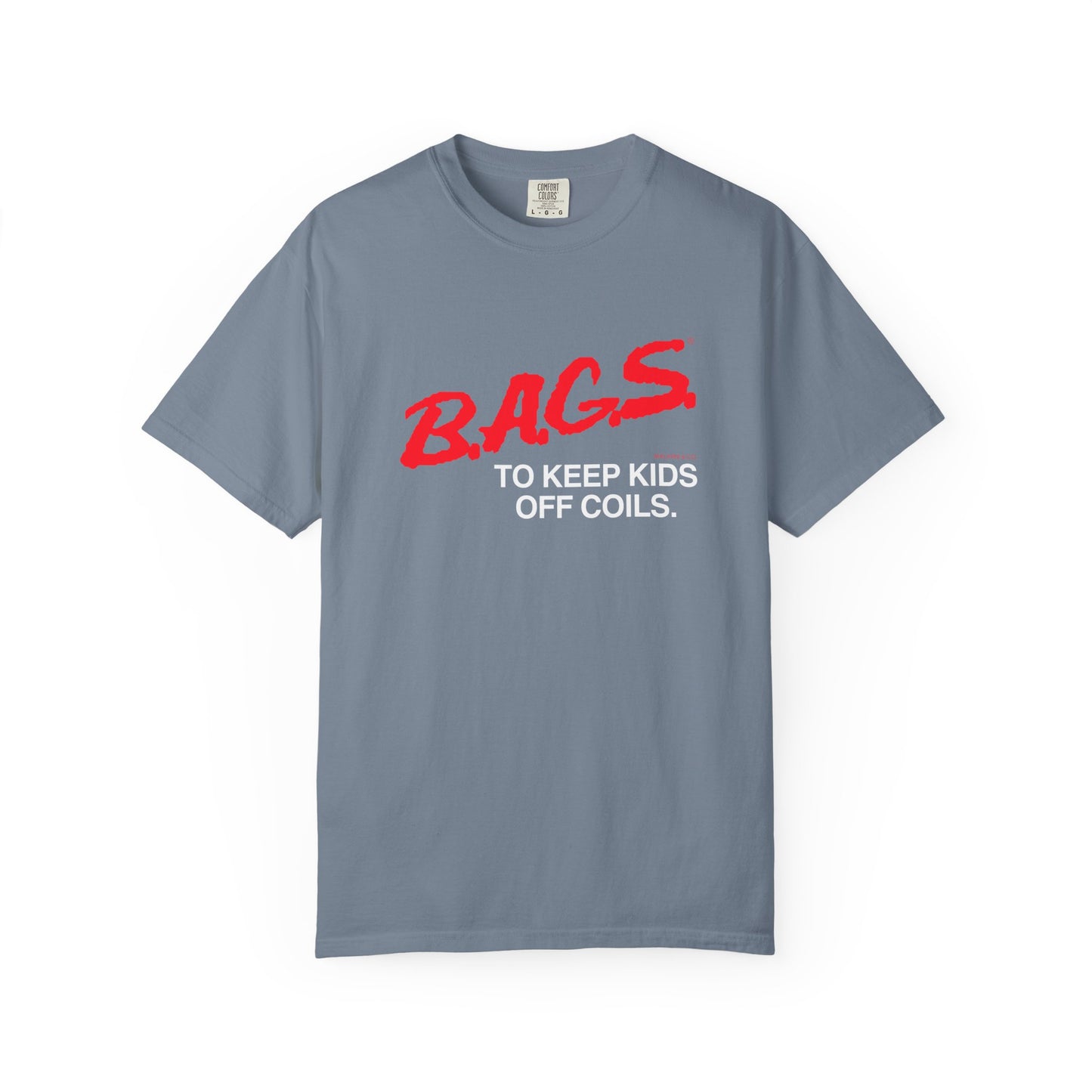 B.A.G.S. T-Shirt, Red & White Text