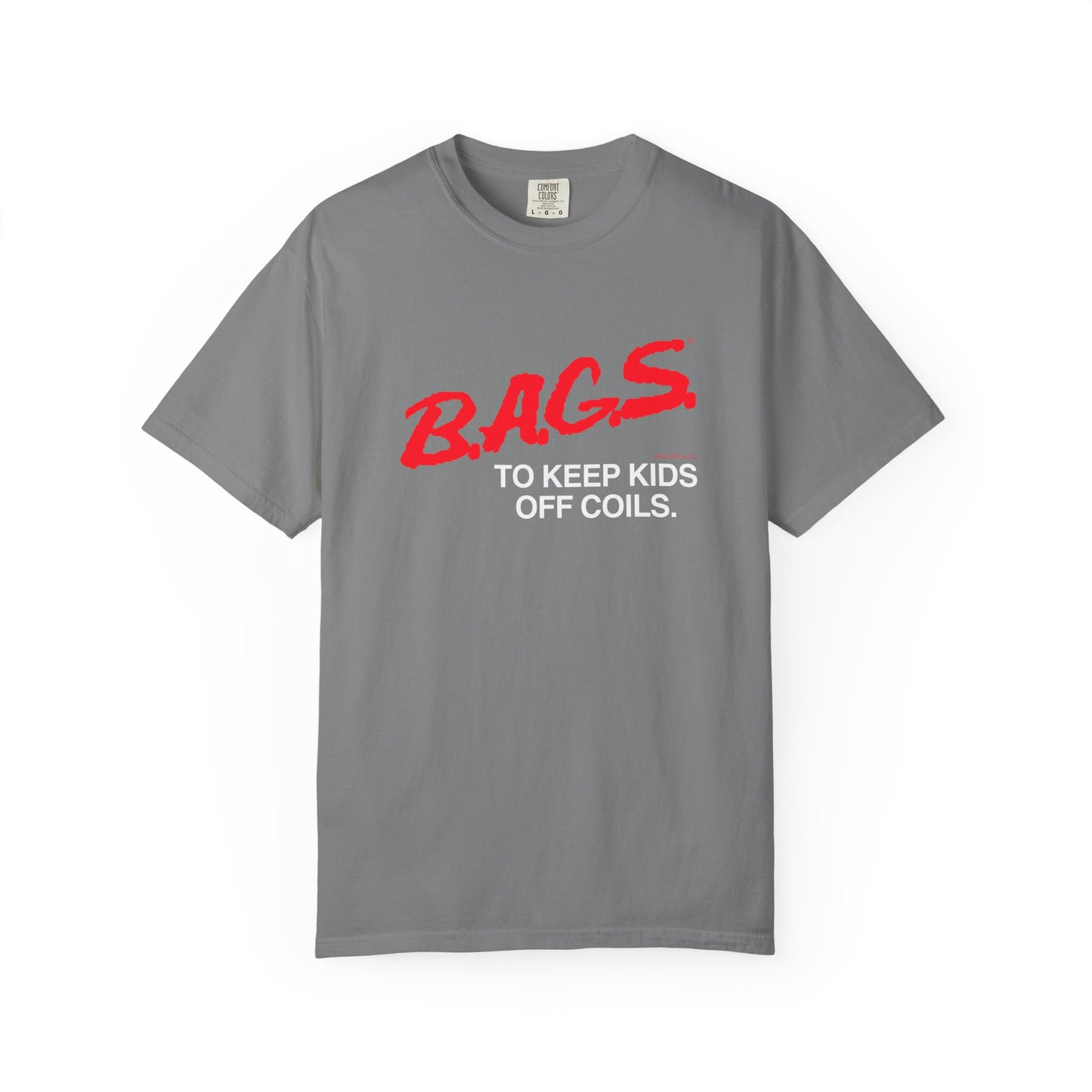 B.A.G.S. T-Shirt, Red & White Text