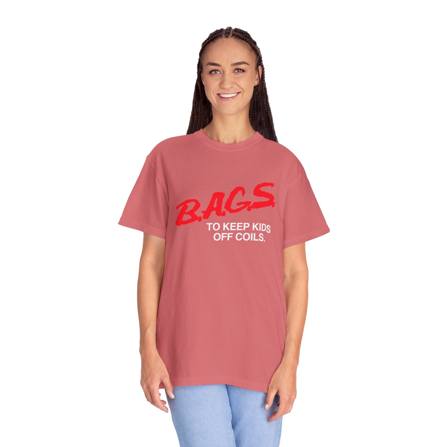 B.A.G.S. T-Shirt, Red & White Text