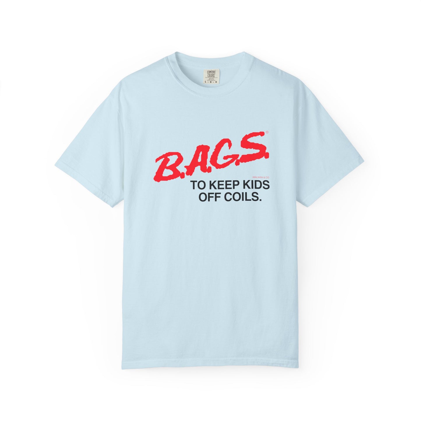 B.A.G.S. T Shirt Red & Black Text