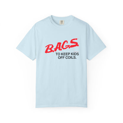 B.A.G.S. T Shirt Red & Black Text