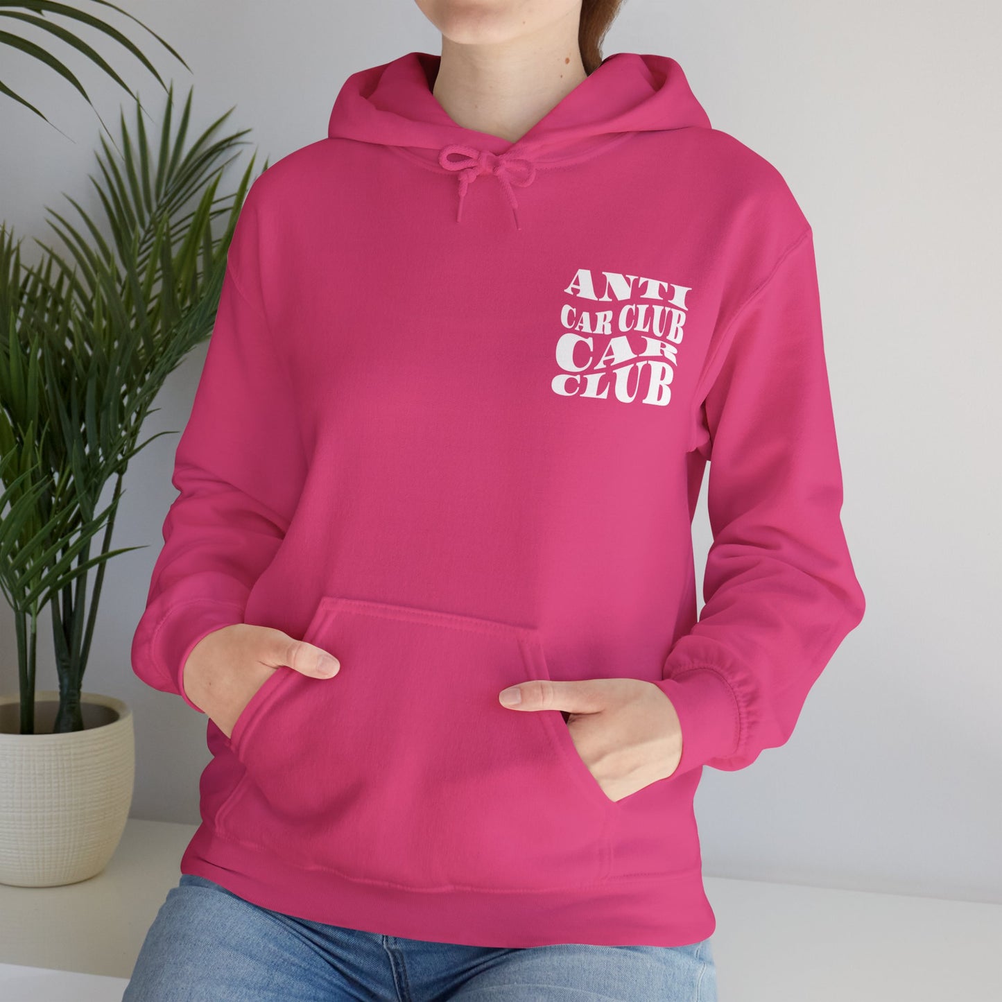 Anti Car Club Hooded Sweatshirt, White Text