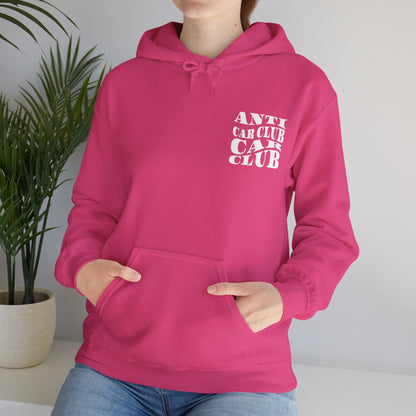 Anti Car Club Hooded Sweatshirt, White Text