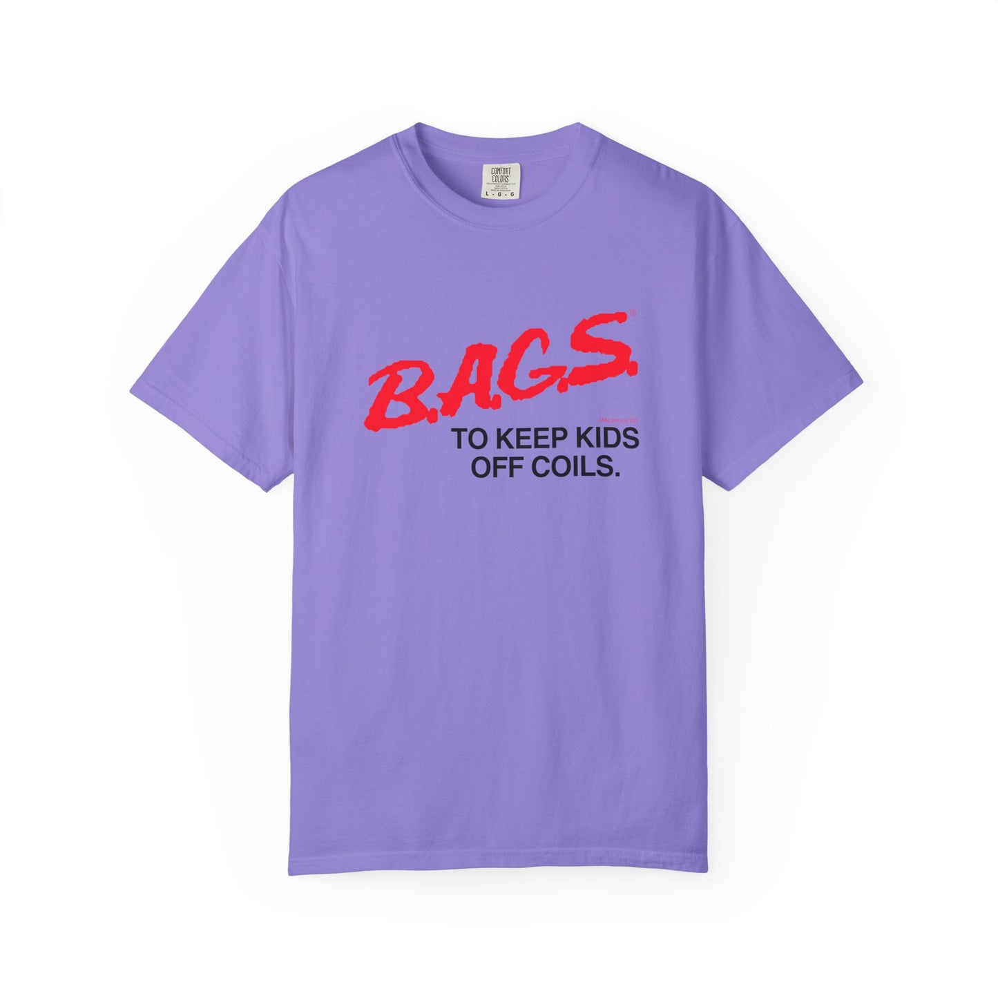 B.A.G.S. T Shirt Red & Black Text