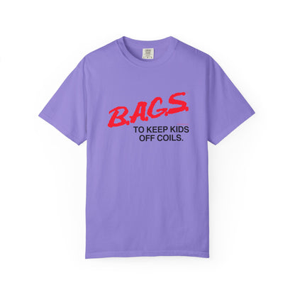 B.A.G.S. T Shirt Red & Black Text